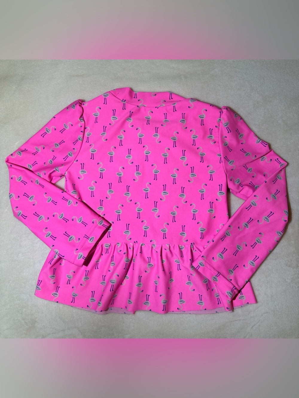 Pink Flamingo Print Rash Guard Top - Picture 3 of 3
